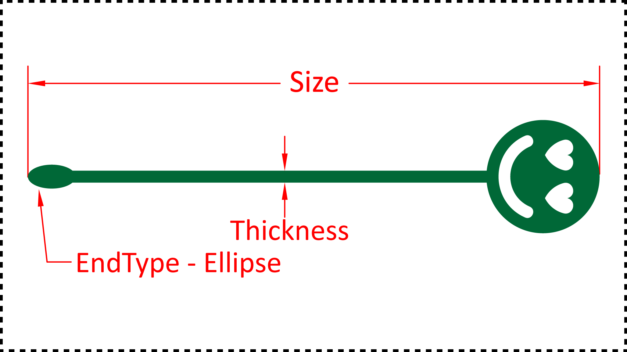 ••• Smiley Face ••• You should cut these out of 1/8" acrylic. Size can be 4", 5", 6" or 7". A good value for thickness should be between 0.125" and 0.2". There are 3 different options for the EndType - Ball, Ellipse and None.